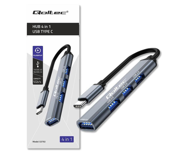 Qoltec USB-C 3x USB 2.0, 1x USB 3.0 - 1213289 - zdjęcie 4